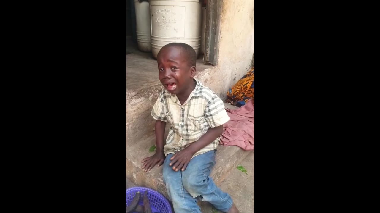 African boy Crying then Laughing