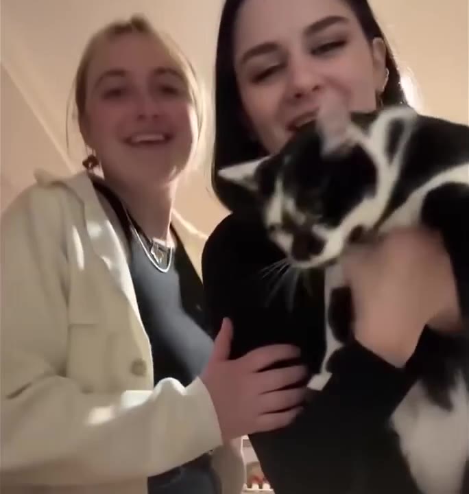 Woman Cuddles Adorable Black Cat