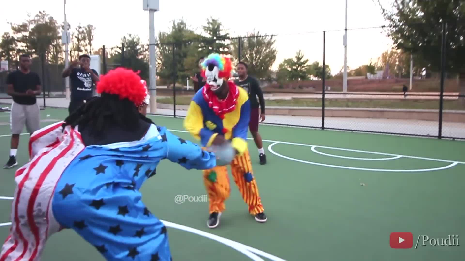 Clowns fighting