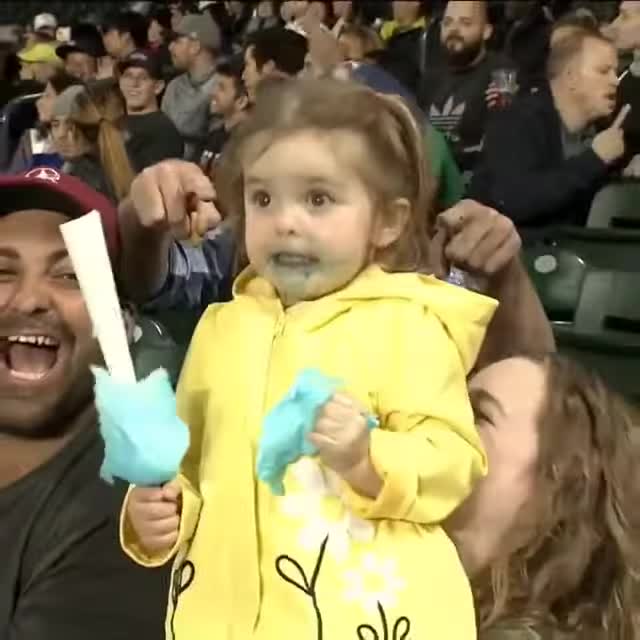 Cotton candy excited girl