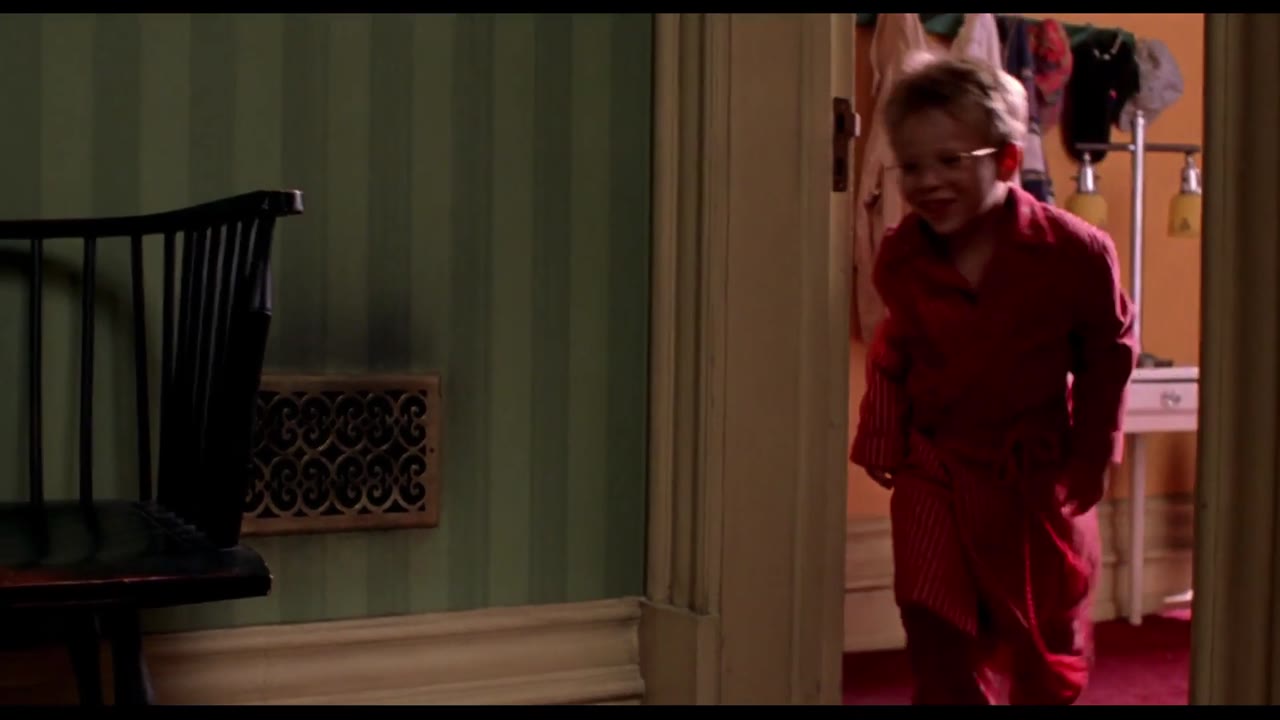 Red Pajamas Hallway Walk