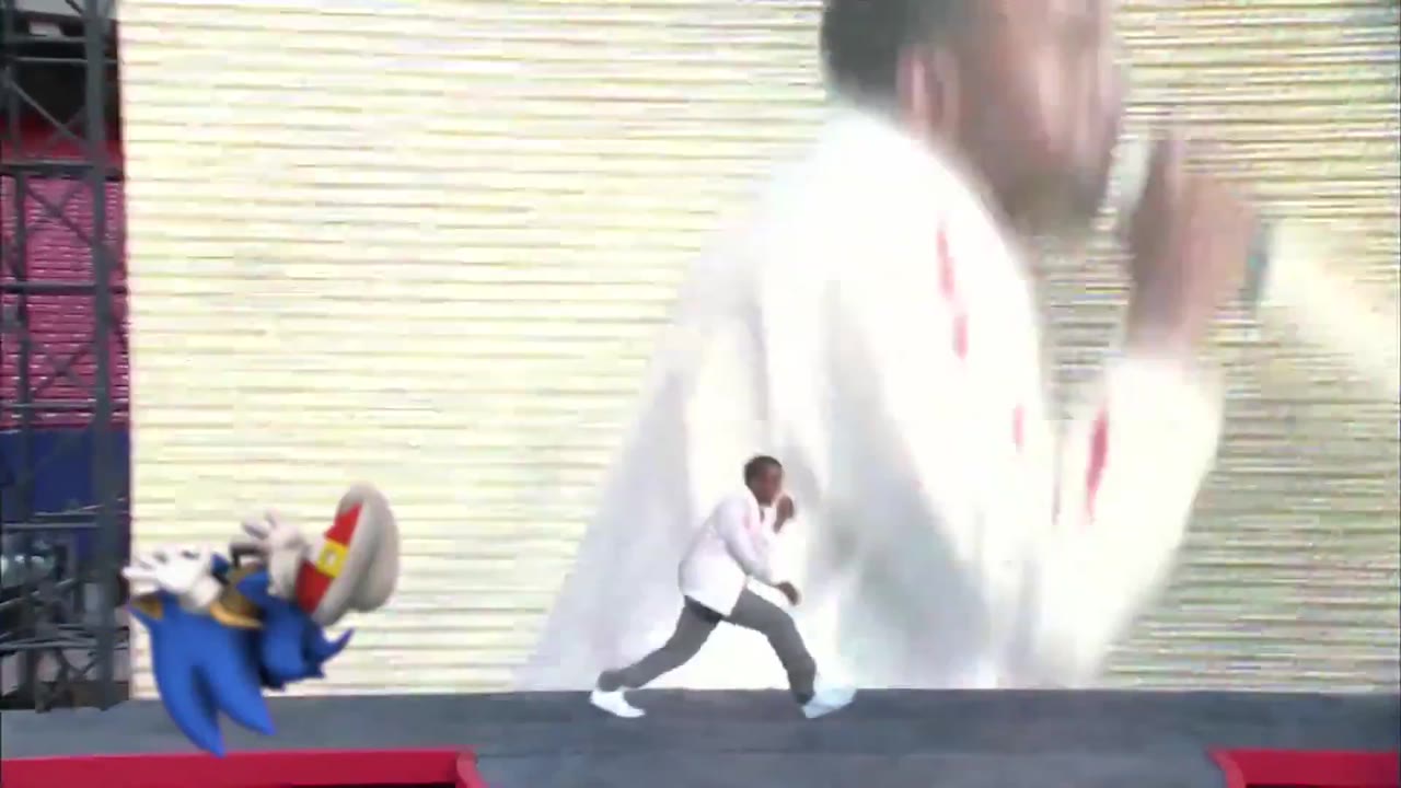sonic jumps on stage and tries to kill kanye