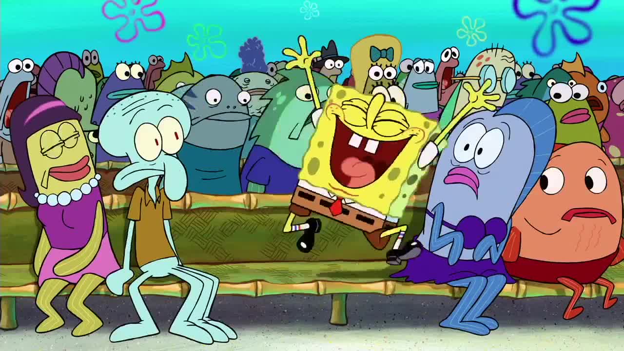Spongebob and Patrick laughing