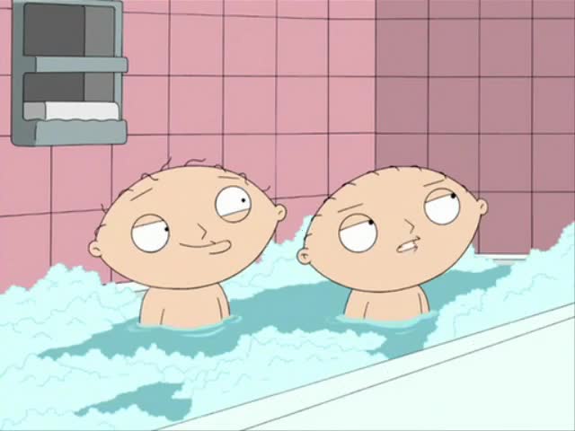 Stewie laughing in the tub