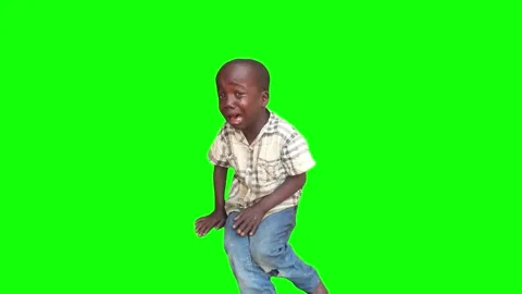 African boy Crying then Laughing Green Screen